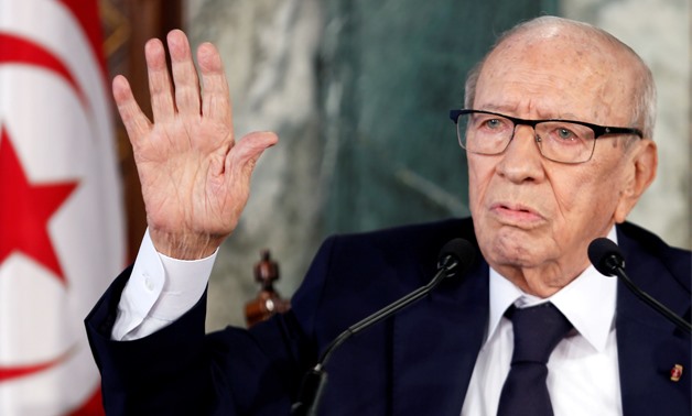 FILE PHOTO: Tunisian President Beji Caid Essebsi speaks during a news conference at the Carthage Palace in Tunis, Tunisia November 8, 2018. REUTERS/Zoubeir Souissi/File Photo
