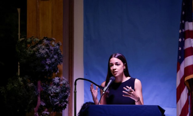 FILE PHOTO: Representative Alexandria Ocasio-Cortez speaks during an Immigration Town Hall at The Nancy DeBenedittis Public School in Queens, New York, U.S. July 20, 2019. REUTERS/Gabriella Angotti-Jones
