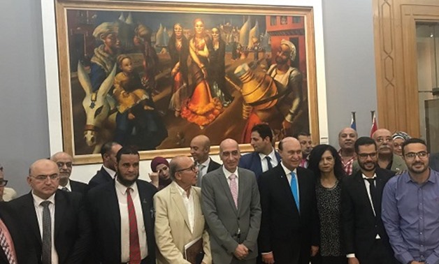 PRESS: Suez Canal Authority Head Mohab Mamish attending a festive exhibition at the Cairo Opera House celebrating 150th anniversary of the Suez Canal inauguration
