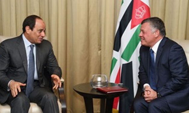 President Abdel Fattah El Sisi and King Abdullah II of Jordan affirmed on Monday July 29 the importance of resuming Palestinian-Israeli peace process talks - Press Photo
