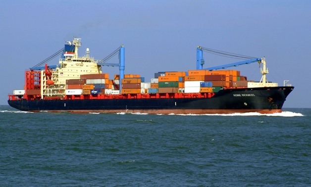 Ship passing the Suez Canal - Press photo