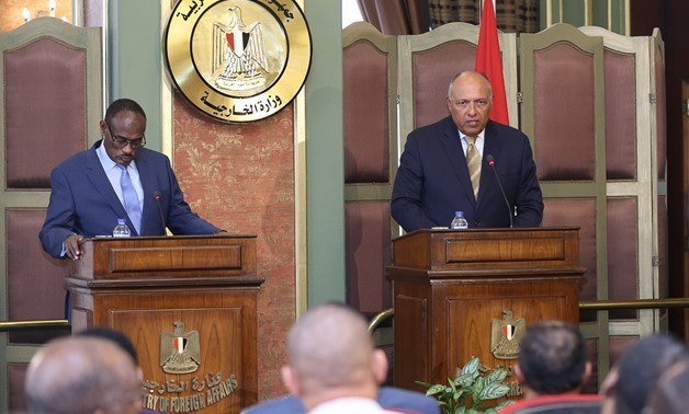 Egypt’s Foreign Minister Sameh Shoukry and his Sudanese counterpart Mohamed Ahmed held a meeting on Wednesday to discuss mutual security interests - Press Photo