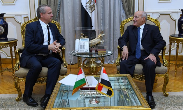Egypt's Minister of Military Production Mohamed Al-Assar meets with Hungarian Ambassador to Cairo Péter Kveck - Press photo