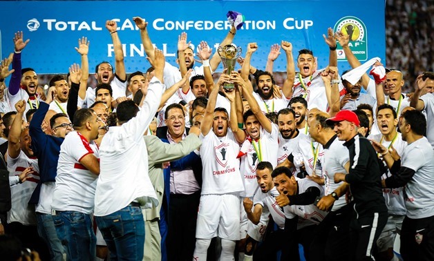 FILE- Zamalek players celebrate their African Victory
