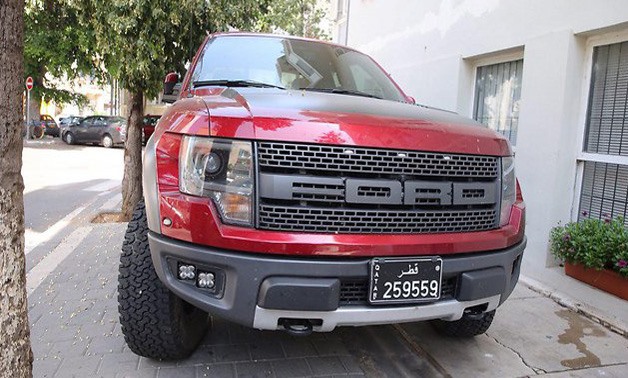 Qatari Red Ford truck in Tel Aviv- Yediot Ahronot newspaper