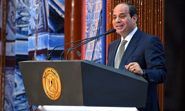File-President Abdel Fatah El Sisi gives a speech at the celebration of Laylat al-Qadr in 2019- press photo