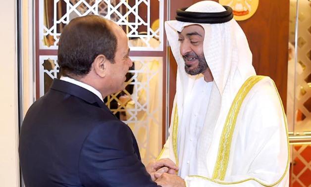 Abu Dhabi crown prince received Sisi on Wednesday to start his official visit – Courtesy of the Egyptian Presidency