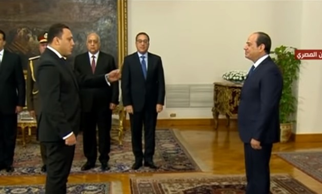 Haitham al-Sheikh sworn in as deputy Dakahlia governor in the presence of President Sisi - Screenshot/national TV