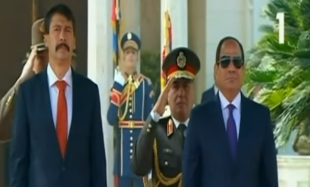 Egypt’s President Abdel Fattah El-Sisi meets with his Hungarian counterpart, President Janos Ader - Screenshot/national TV