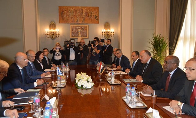 Egyptian Foreign Minister met on Sunday with his Greek counterpart, Nikos Dendias - Press photo