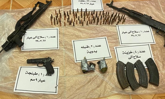 Weapons seized from terrorist elements in North Sinai - Press photo