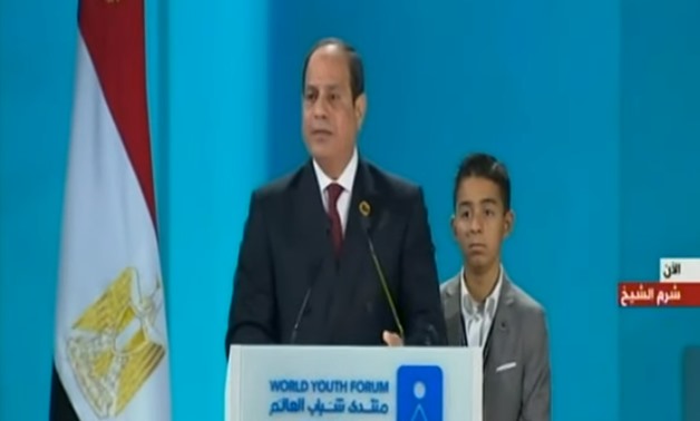 President Abdel Fatah al-Sisi during his speech at World Youth Forum (WYF) closing ceremony in Sharm el Sheikh - 17 Dec. 2019 via youtube