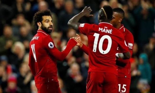 Salah, Mane and Sturridge celebrate a goal for Liverpool, Reuters
