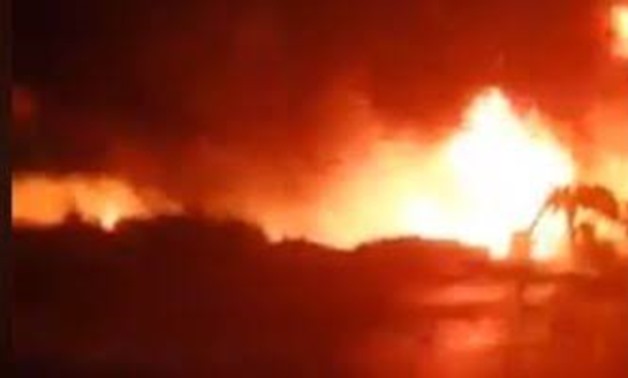 Screenshot of a video circulated on social media of a blaze caused by an oil pipeline vandalism in Beheira governorate. November 13, 2019