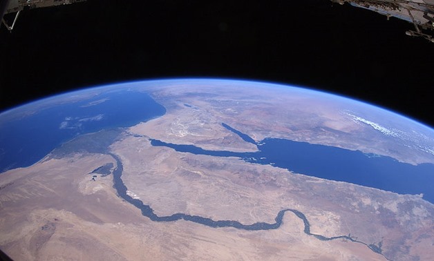 The Nile and Egypt by day. Satellite photo from the en:ISS - Douglas Wheelock/Triggerpit
