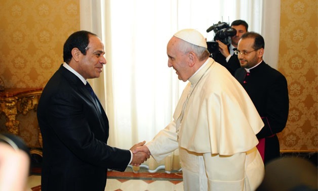 President Sisi meets with Pope Francis at the Apostolic Palace in Rome - Press photo
