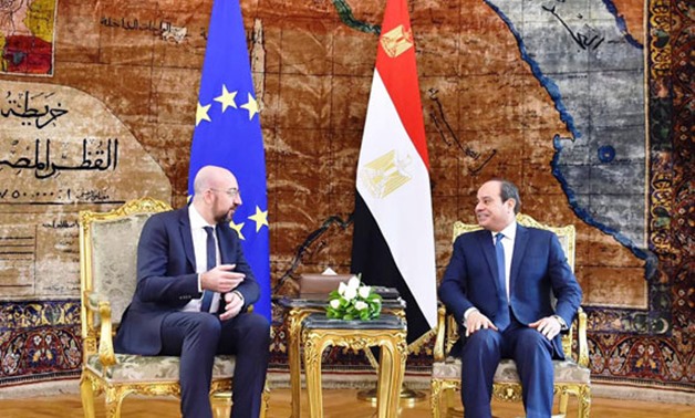 President Abdel Fatah al-Sisi and President of the European Council Charles Michel - Press photo