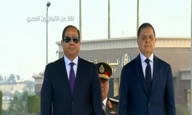 President Abdel Fattah al-Sisi (L) and Minister of Interior (R) ahead of Police Day celebrations - Screenshot/State TV