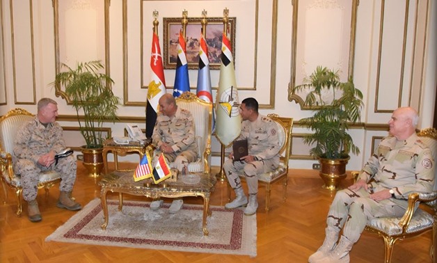 Defense Minister Mohamed Zaki and Chief of Staff of the Armed Forces Mohamed Farid meet with the United States Central Command chief Kenneth McKenzie in Cairo – Courtesy of the Egyptian military