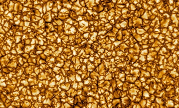 The highest resolution image of the Sun’s surface ever taken, showing a pattern of turbulent, “boiling” gas that covers the entire sun. Credit: NSO/NSF/AURA
