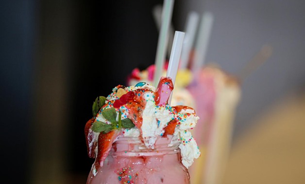 Milkshakes are seen on the counter at Gibson's restaurant, recently recognized by the Guinness World Records as having the 'Most Varieties of Milkshakes Commercially Available', in Cape Town, South Africa, on February 5, 2020. (REUTERS/Sumaya Hisham)

