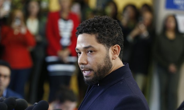 Jussie Smollett addressing the media after charges were dropped last March.
Nuccio DiNuzzo/Getty Images
