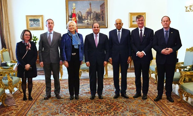 President Abdel Fattah al-Sisi meets with a delegation from the French-Egyptian Friendship Group in the French Senate headed by President of the Senate’s Culture Committee Catherine Morin-Desailly – Press photo