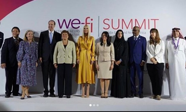 Minister of International Cooperation Ranya al-Mashat during the "Empowering Women Entrepreneurs" session that was held in Dubai as part of the World Woman Forum 2020 - photo from the minister's official Twitter account 