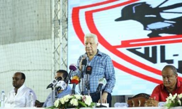 FILE - Zamalek club chairman Mortada Mansour