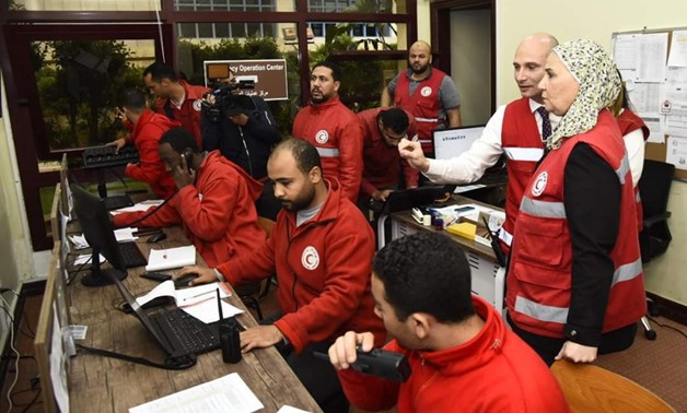 Egyptian Minister of Social Solidarity Nevin al-Qabbaj directed the emergency teams of the Egyptian Red Crescent to provide assistance to dwellers of an area in Helwan, near Cairo - Press photo