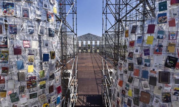 View of the Parthenon of Books by Argentinian artist Marta Minujin, at the Documenta 14 art exhibition in Kassel - AFP