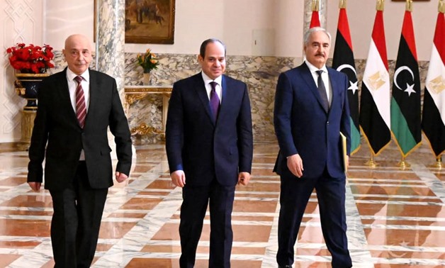 Sisi holds a tripartite meeting with the commander of the Libyan National Army (LNA) Khalifa Haftar and Speaker of Libyan Parliament Aguila Saleh – the Egyptian Presidency