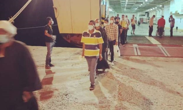 The first batch of Egyptian expats, stuck in Jordan and repatriated by sea over COVID-19 outbreak, arrived in Nueiba Port on June 29, 2020. Press Photo