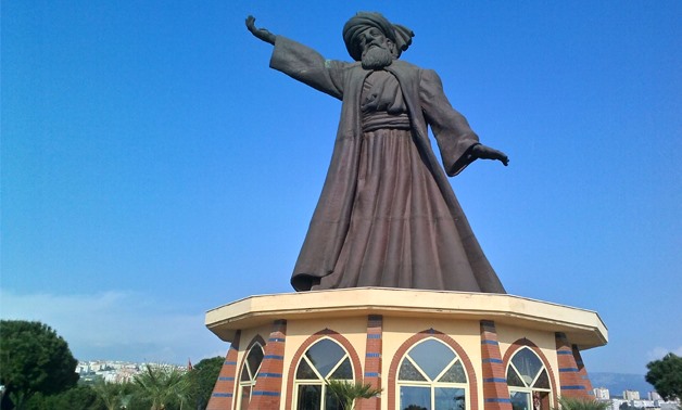Rumi statue in Turkey. Creative Commons Wikimedia