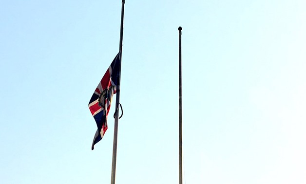 The British Embassy in Cairo flying the flags at half mast after the Finsbury Park attack