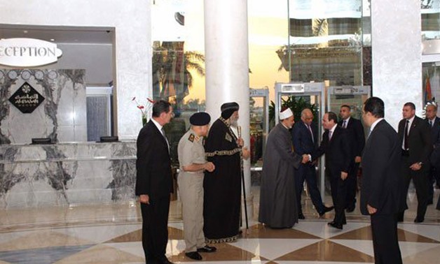President Abdel Fatah al-Sisi arrives to attend Egyptian Family Iftar Tuesday - Press Photo