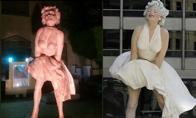 marlyne Monroe statue in US vs in Egypt - CC Instagram