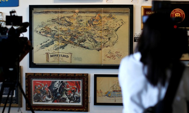 Walt Disney's original 1953 Disneyland map is seen on display during a press preview for the upcoming auction "Walt Disney's Disneyland" at Van Eaton Galleries in Sherman Oaks, California, U.S., June 1, 2017. REUTERS/Mario Anzuoni