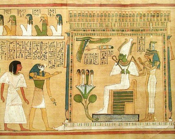 Papyrus depicting Isis and Osiris