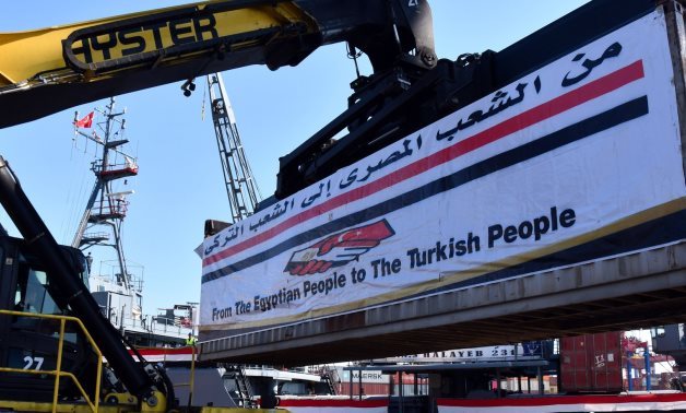 Egypt sends ship loaded with hundreds of tons of relief materials to Tukey, Syria